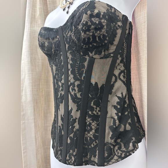 TEMPERLEY LONDON “Amy Winehouse” Black Lace & Mushroom Silk Corset Bustier US 4 - Picture 5 of 16